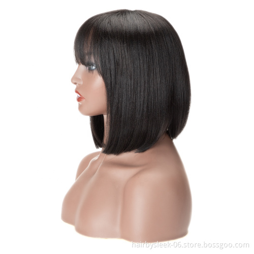 Rebecca fashion Manufacture wig 12 inches Brazilian Straight shape inside button Short Bob Wigs Synthetic Hair Wigs For Women